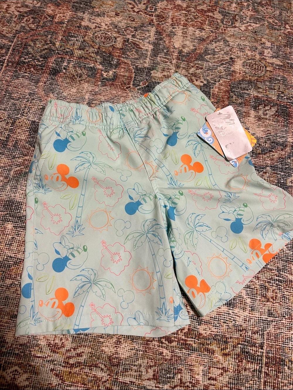 Disney Light Blue Mickey & Tropical Print swimsuit boys size 5/6